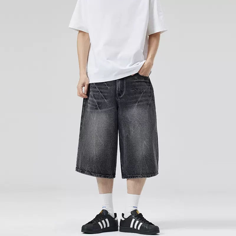 P0207 American-style straight leg loose cropped jeans