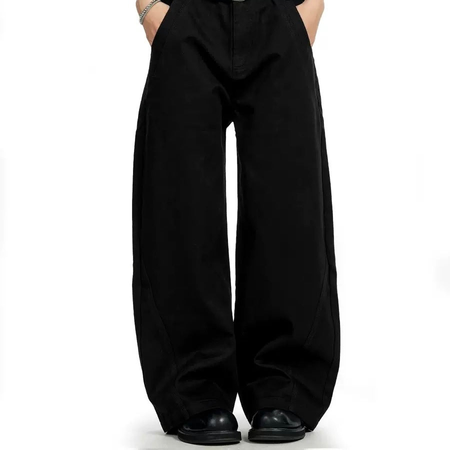 P0216 American Retro Trendy Simple Straight Leg Clean oversize Versatile Wide Leg Casual Pants