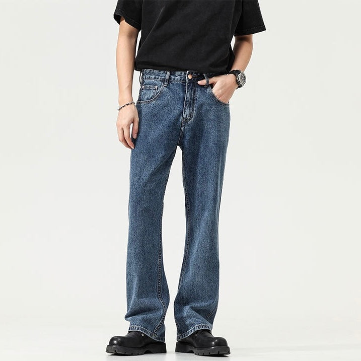 P0018 American Vintage Loose Straight Micro Flare Vertical Feel Wide Leg Jeans