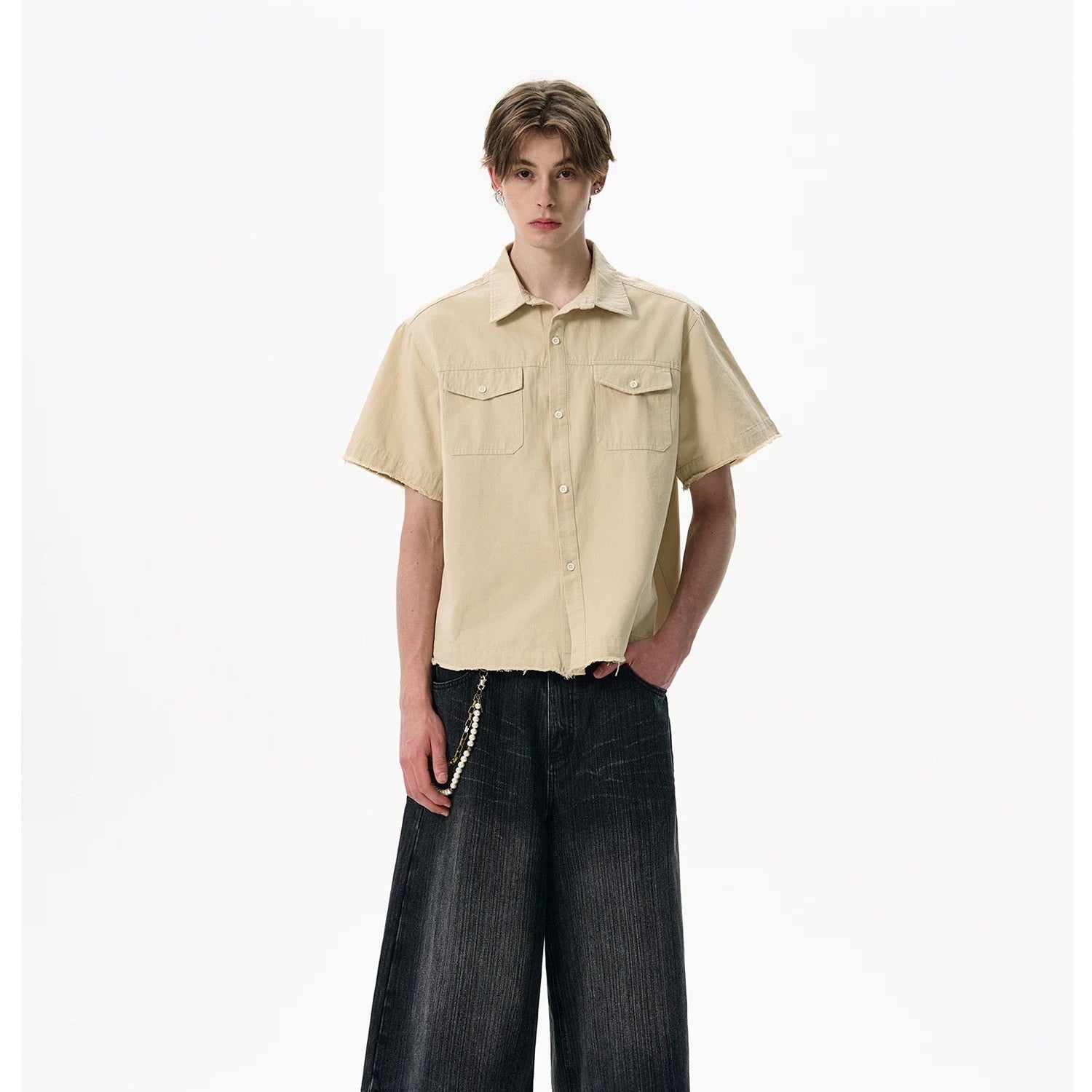 S0308 American cleanfit short wide boxy version workwear pocket shirt