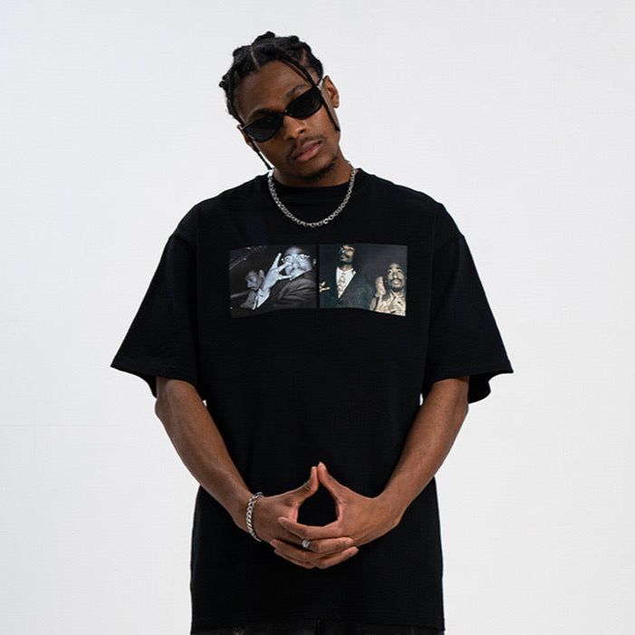 S0057 Oversize America Vintage Photo Print Short Sleeve T-Shirt