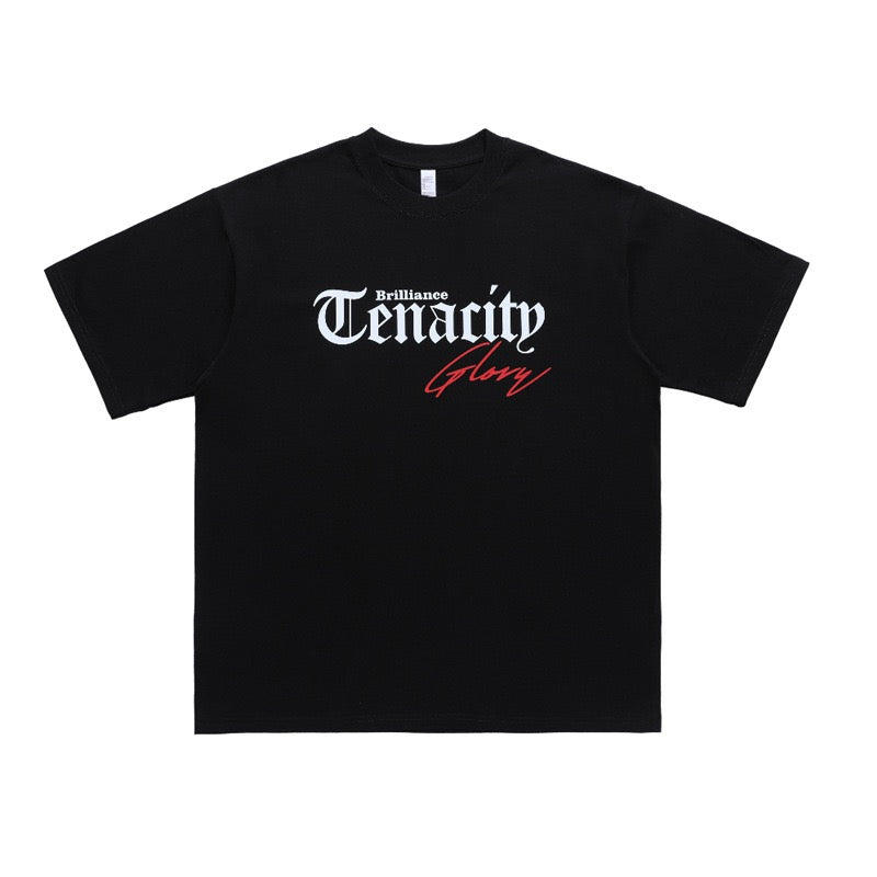 S0063 Americana Sytle Tenacity Letter Print Short Sleeve T-Shirt