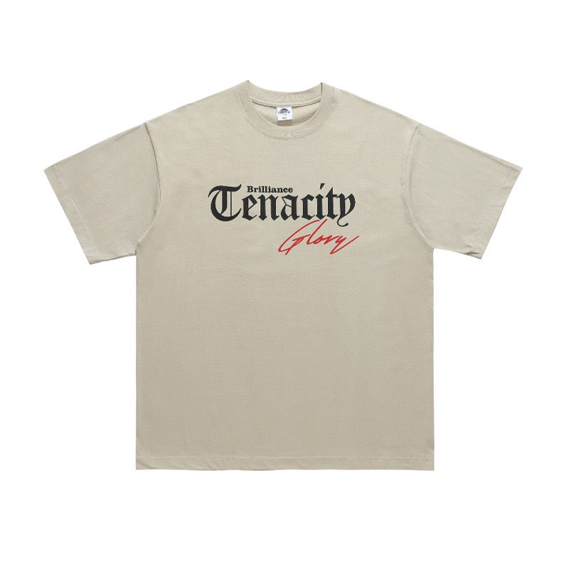 S0063 Americana Sytle Tenacity Letter Print Short Sleeve T-Shirt