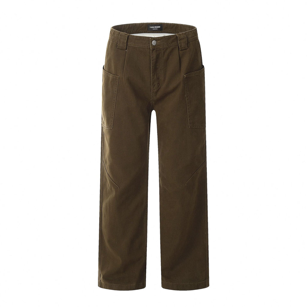 P0033 American Style High Street Oversize Wide Leg Denim Cargo Pants