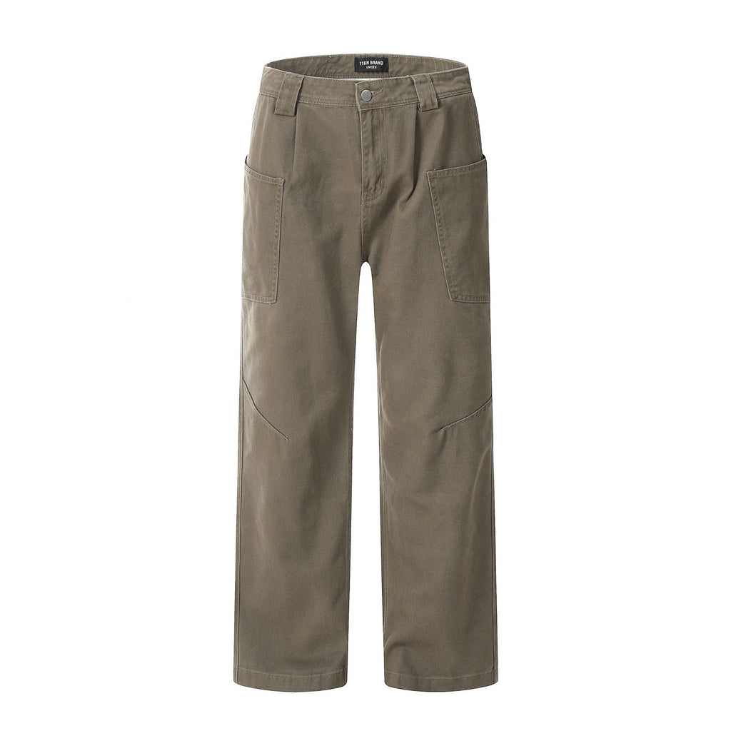 P0033 American Style High Street Oversize Wide Leg Denim Cargo Pants