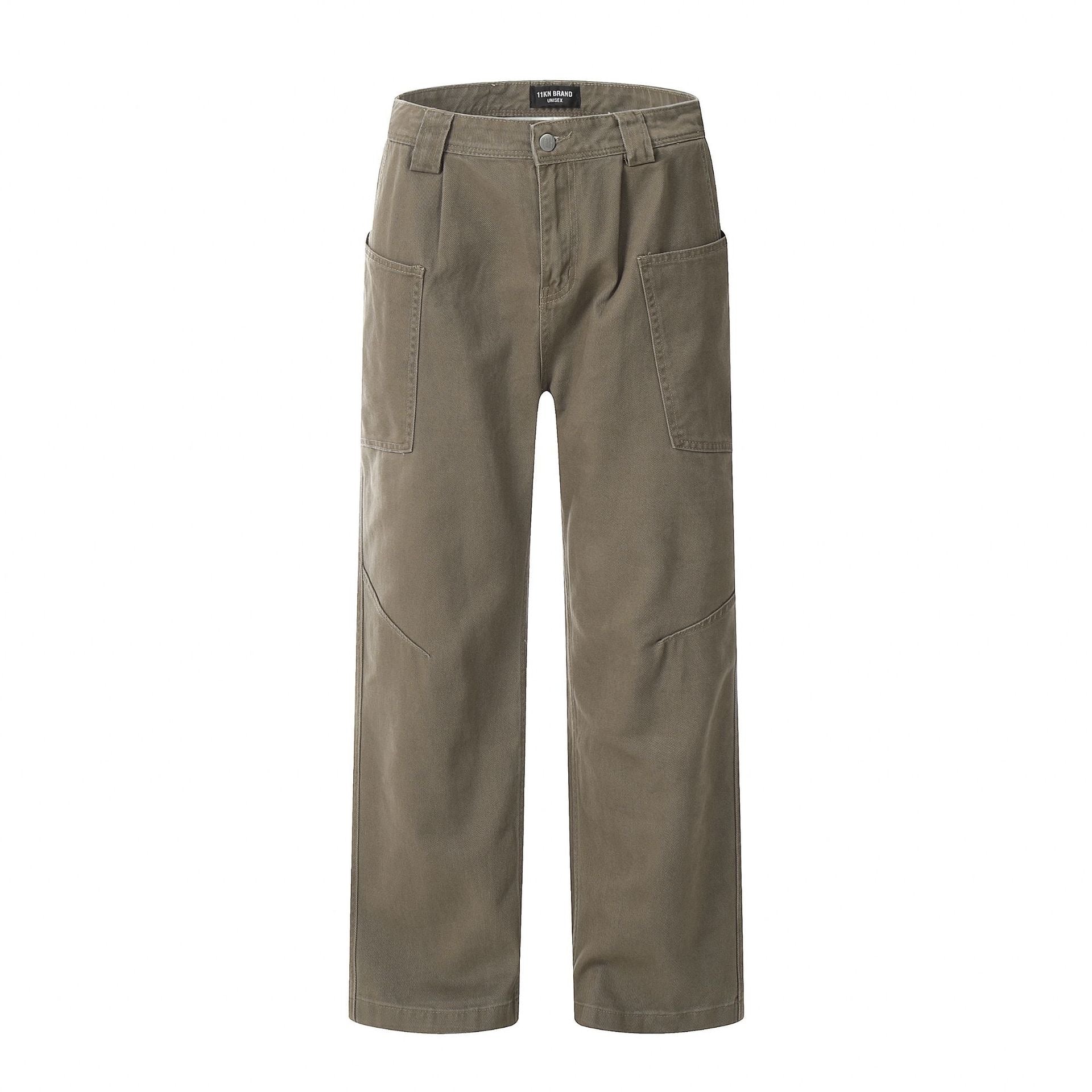 P0033 American Style High Street Oversize Wide Leg Denim Cargo Pants