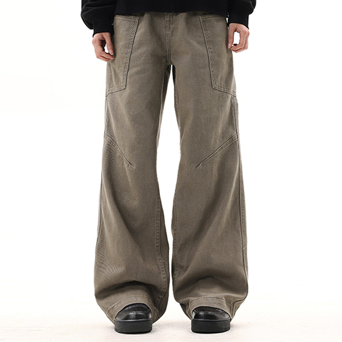 P0033 American Style High Street Oversize Wide Leg Denim Cargo Pants