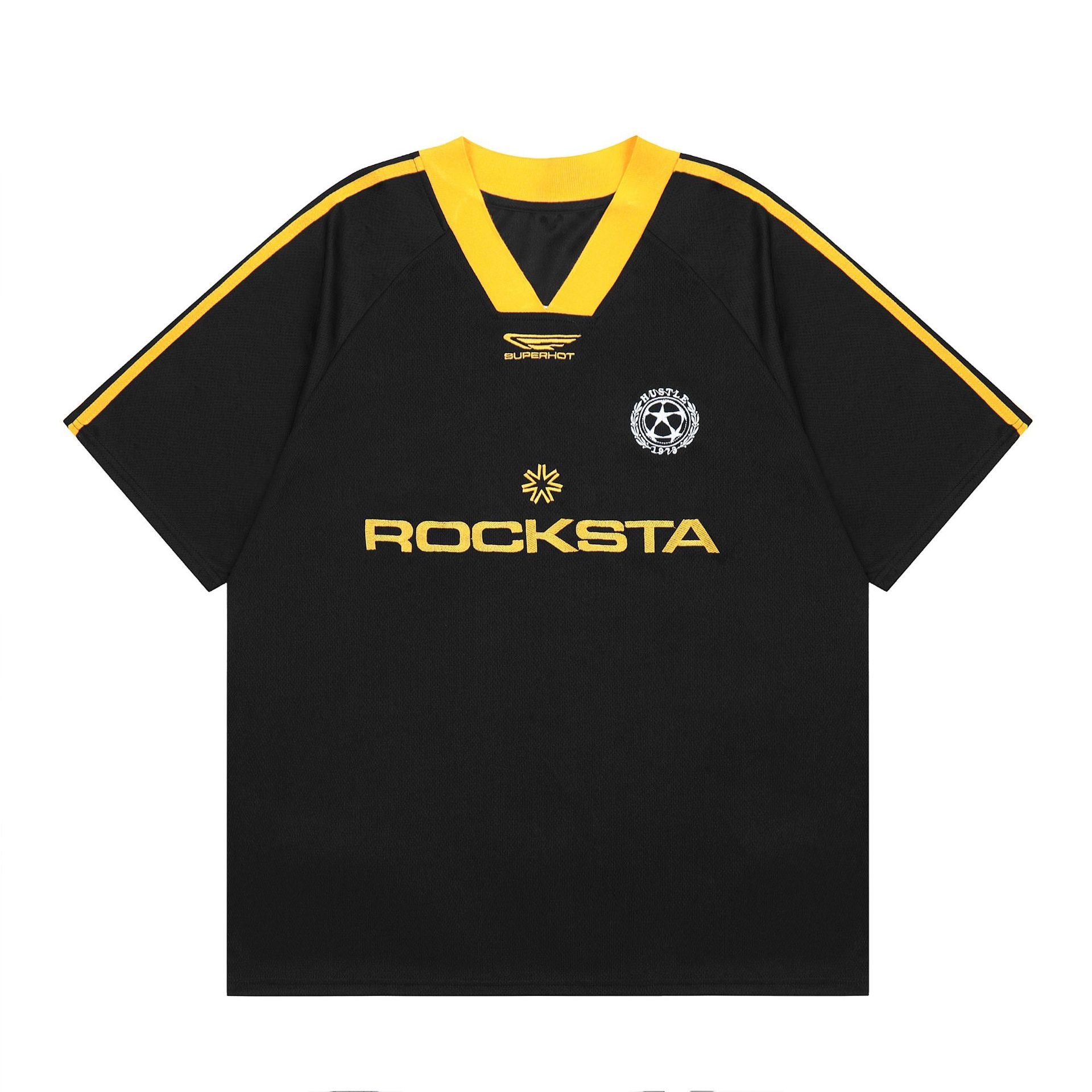 S0071 American Vintage Rocksta Football Sports Style V-neck T-shirt
