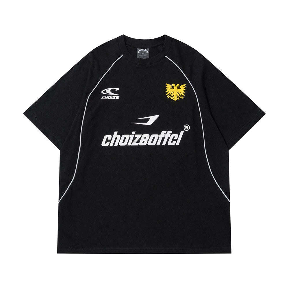 S0073 America Style Vintage Choizeoffcl Letter Print Oversize Sport T-Shirt