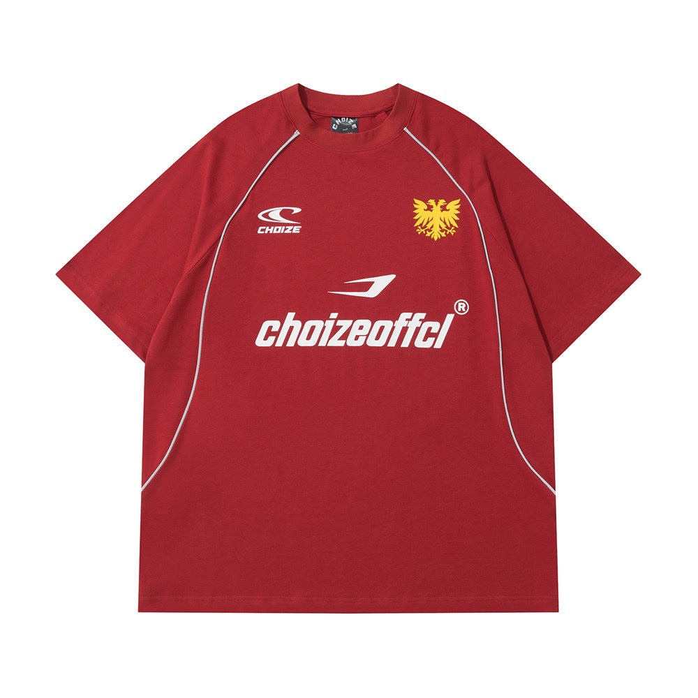 S0073 America Style Vintage Choizeoffcl Letter Print Oversize Sport T-Shirt