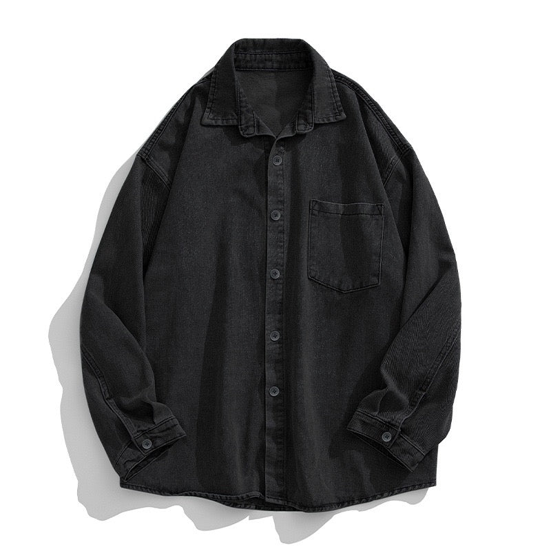 S0078 Japanese Loose And Versatile Casual Denim Long-Sleeved Shirt