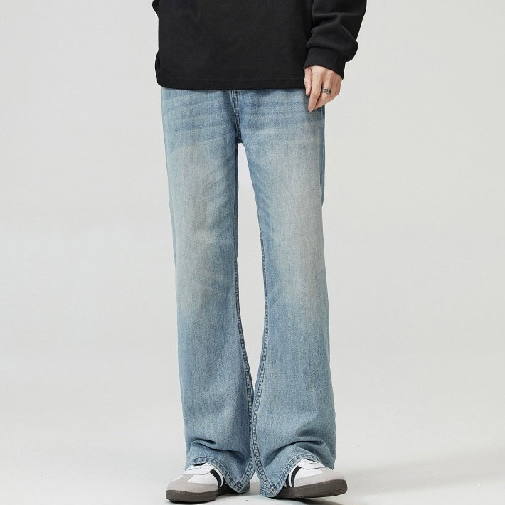P0057 American high street washed light blue bootcut jeans 