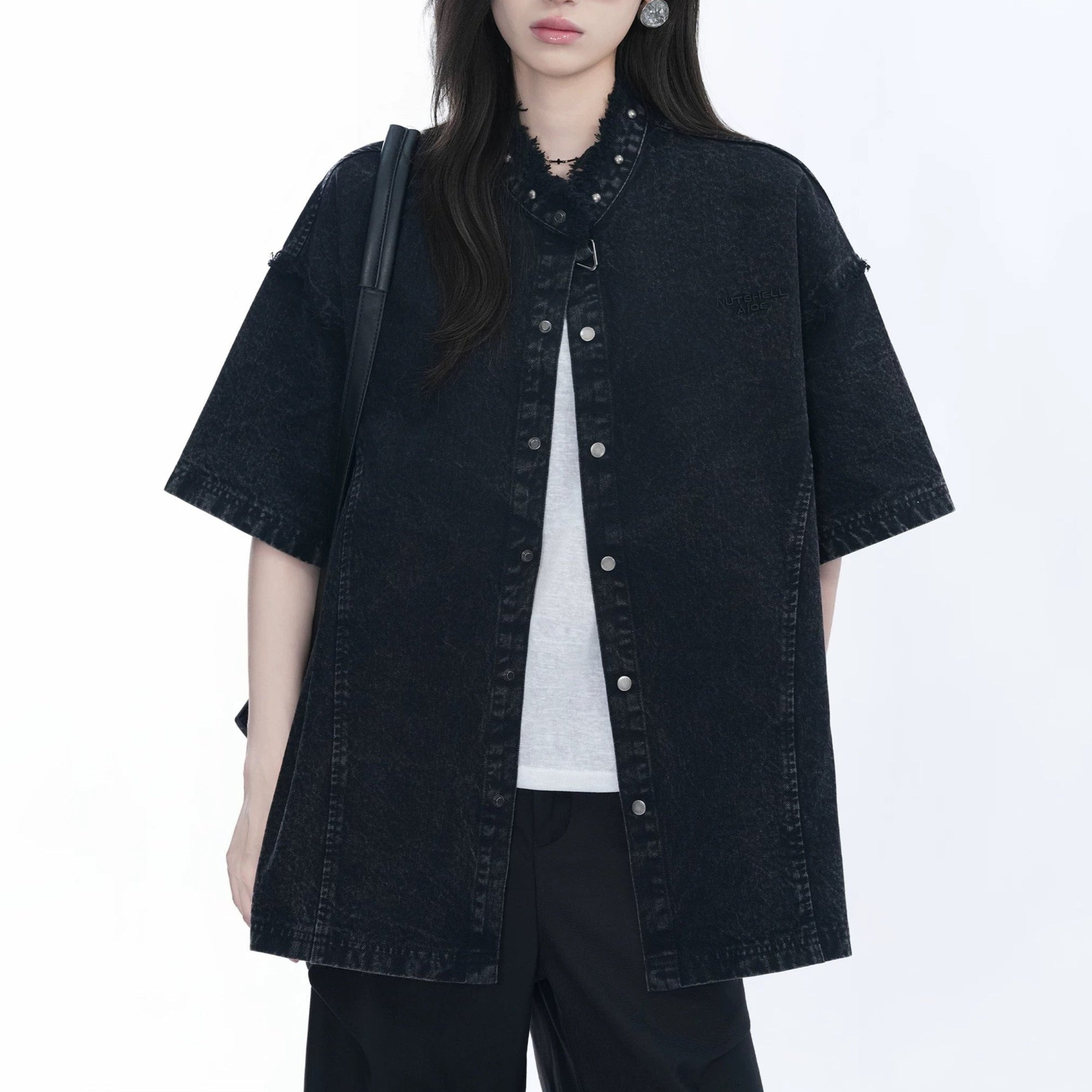 S0314 American trendy brand heavyweight street vibe ding decoration short-sleeved shirt