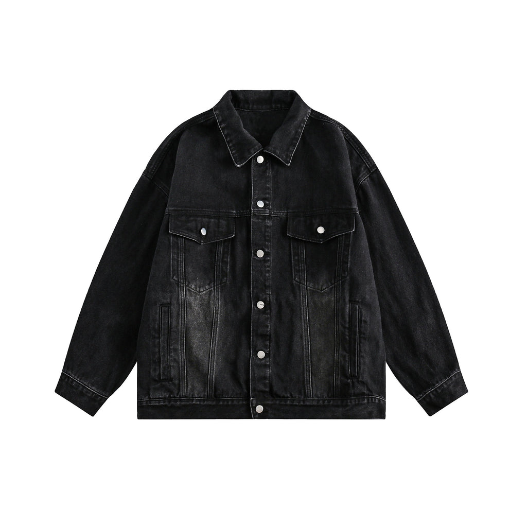 S0146 American retro distressed loose trendy denim jacket UNISEX