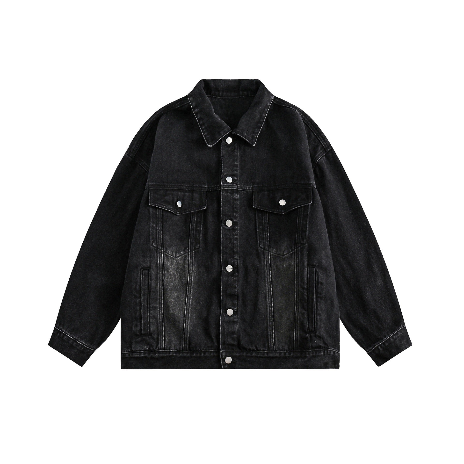 S0146 American retro distressed loose trendy denim jacket UNISEX