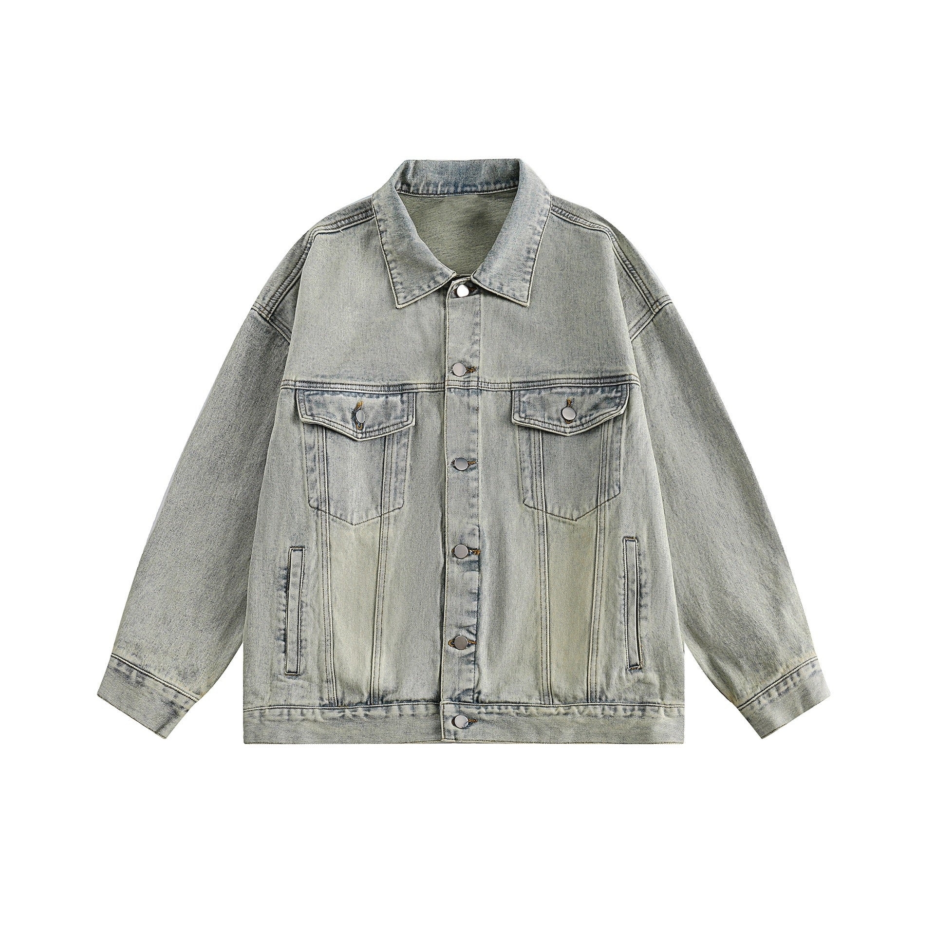 S0146 American retro distressed loose trendy denim jacket UNISEX