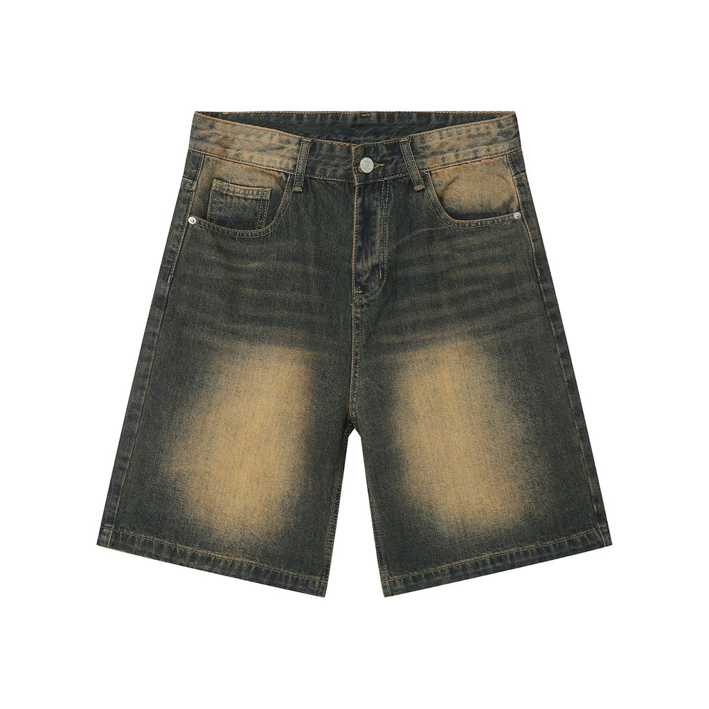 P0081 American retro style distressed denim shorts