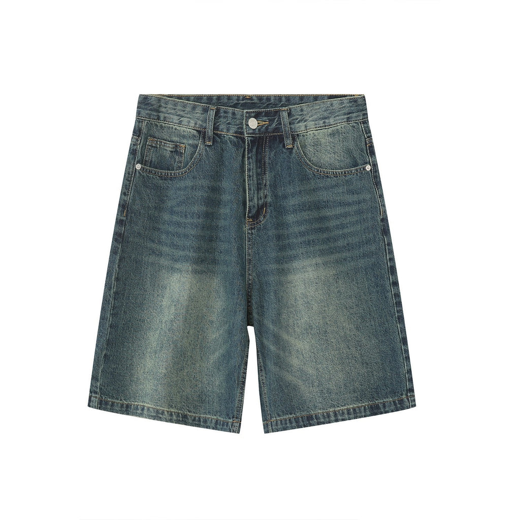 P0081 American retro style distressed denim shorts