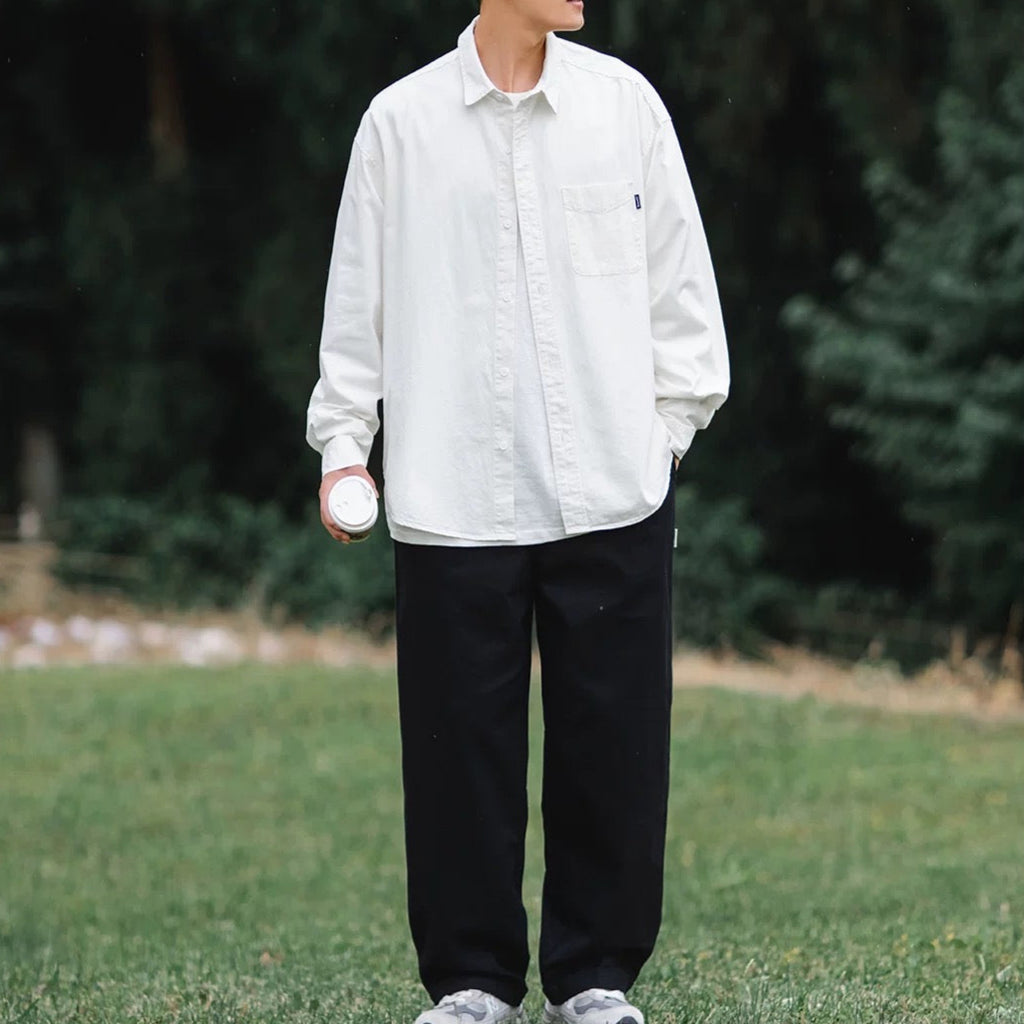 S0172 Japanese casual versatile loose pointed collar shirt