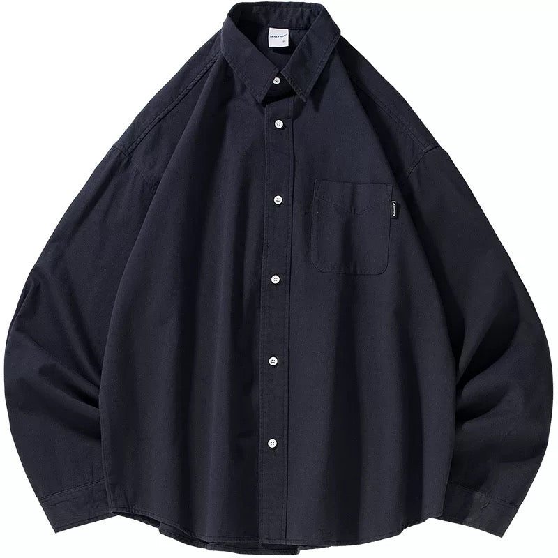 S0172 Japanese casual versatile loose pointed collar shirt