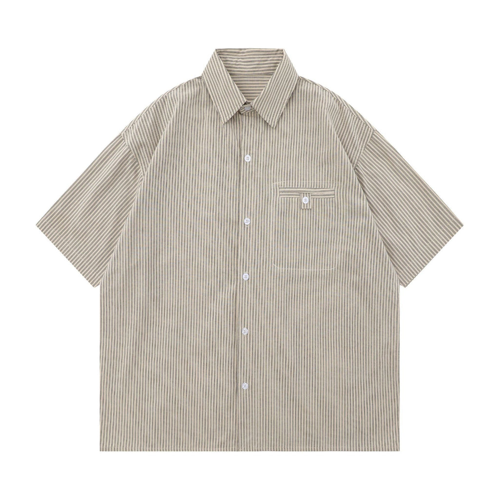 S0174 Japanese cityboy outdoor casual multi-pocket workwear short-sleeved shirt