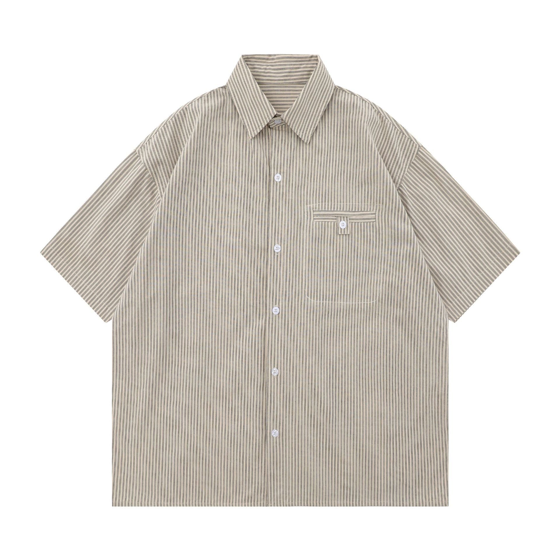 S0174 Japanese cityboy outdoor casual multi-pocket workwear short-sleeved shirt