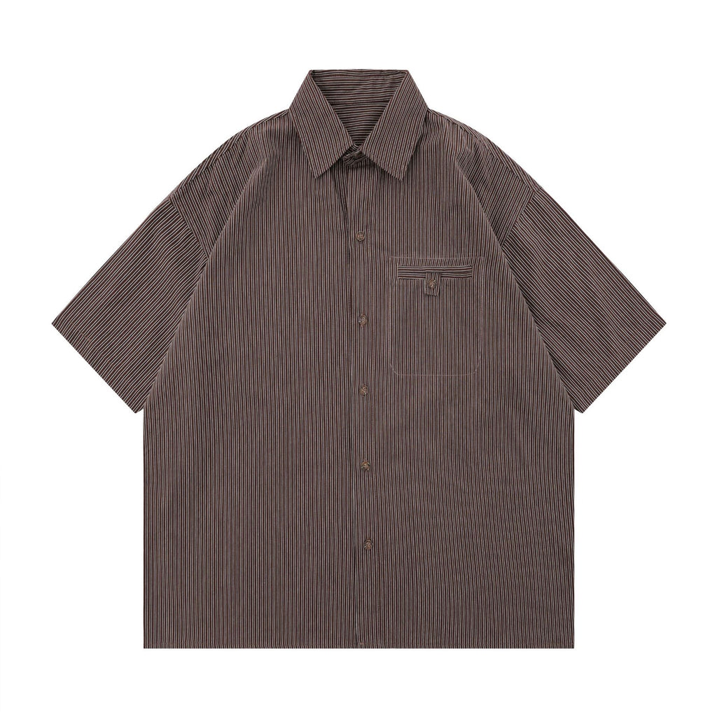 S0174 Japanese cityboy outdoor casual multi-pocket workwear short-sleeved shirt
