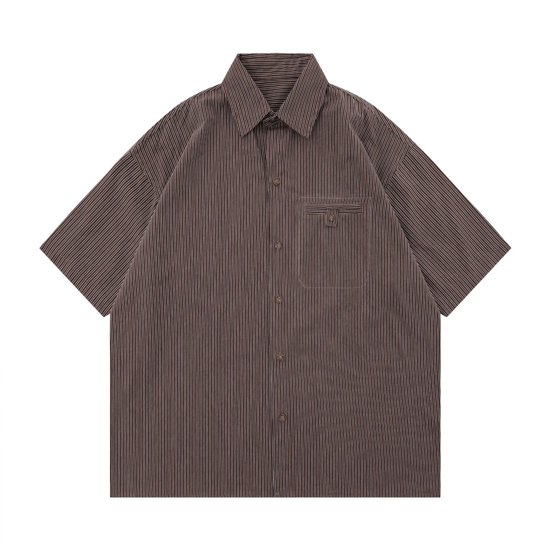 S0174 Japanese cityboy outdoor casual multi-pocket workwear short-sleeved shirt