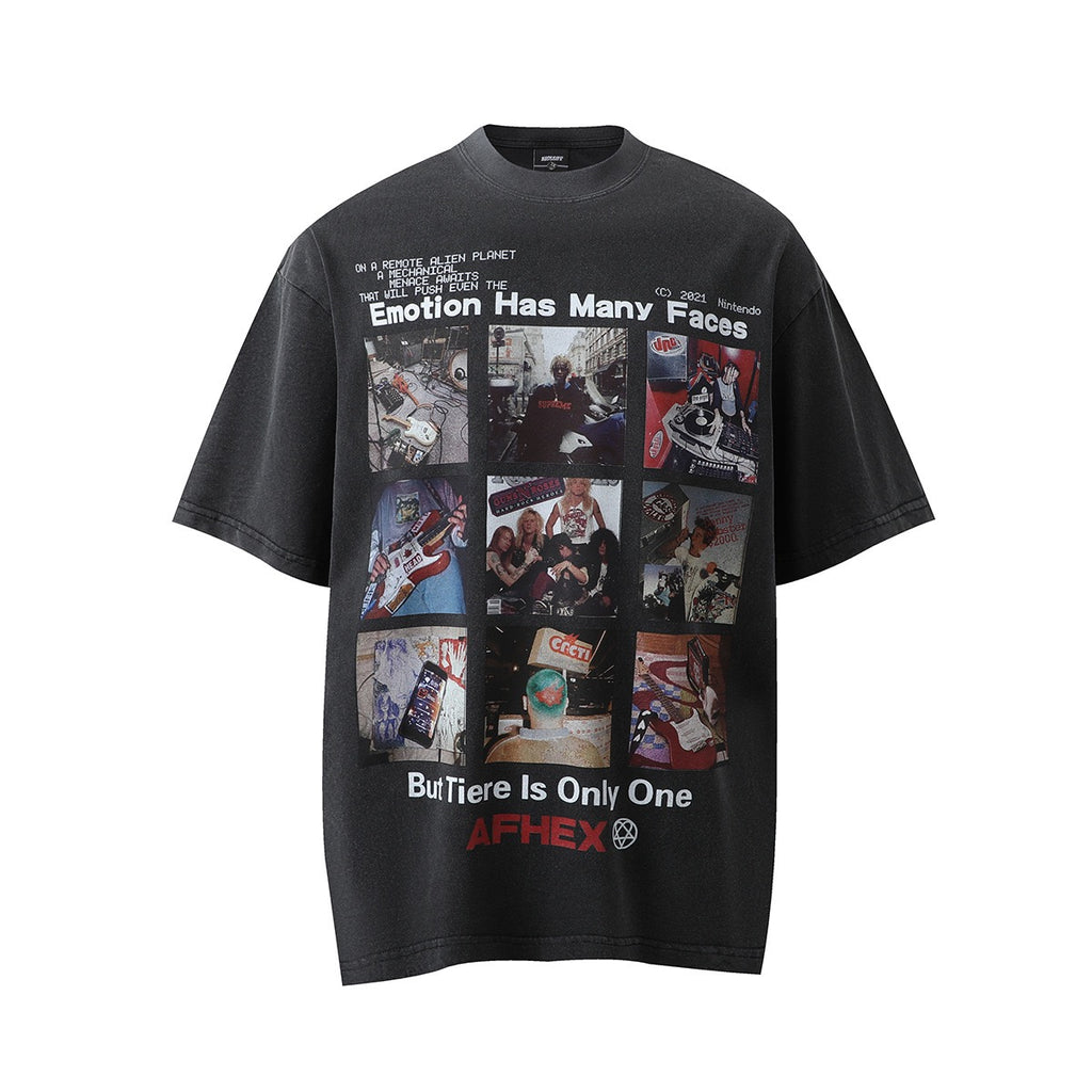 S0185 American Old School Print Vintage oversize T-shirt