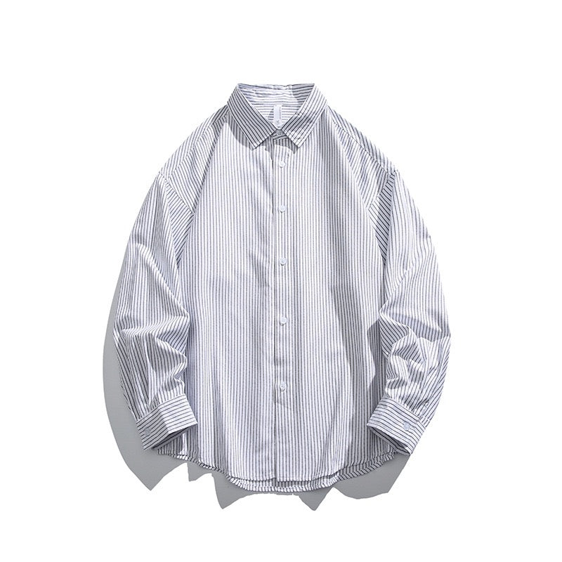 S0190 Japanese Style Vintage Line Design Oversized Long-sleeve Shirt