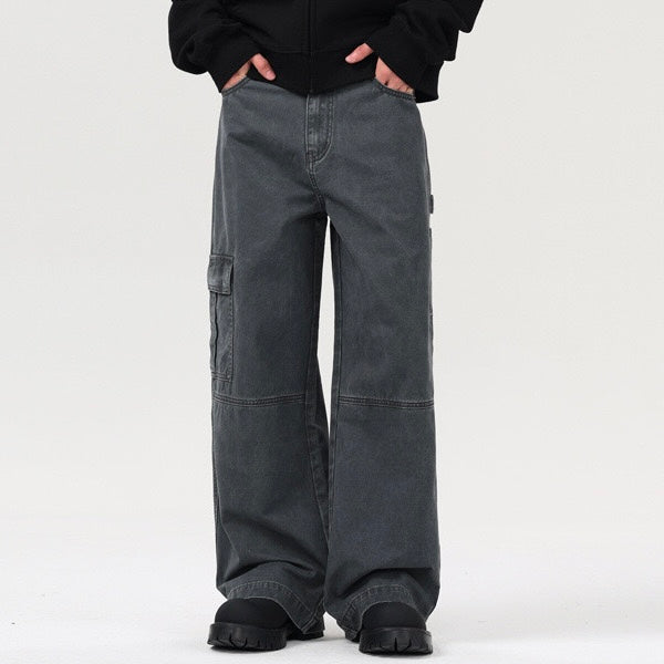 P0101 America Style Vintage Design Oversize straight Cargo Pants