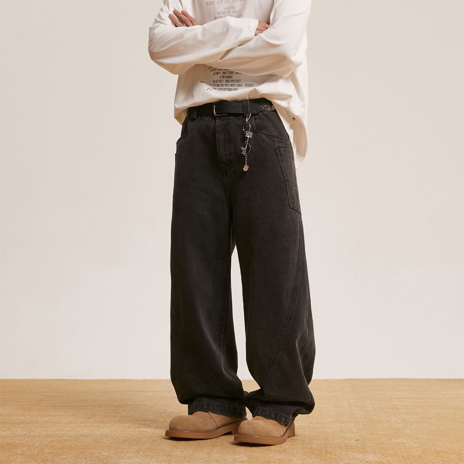 P0112 American retro washed distressed pocket straight casual Cargo Pants