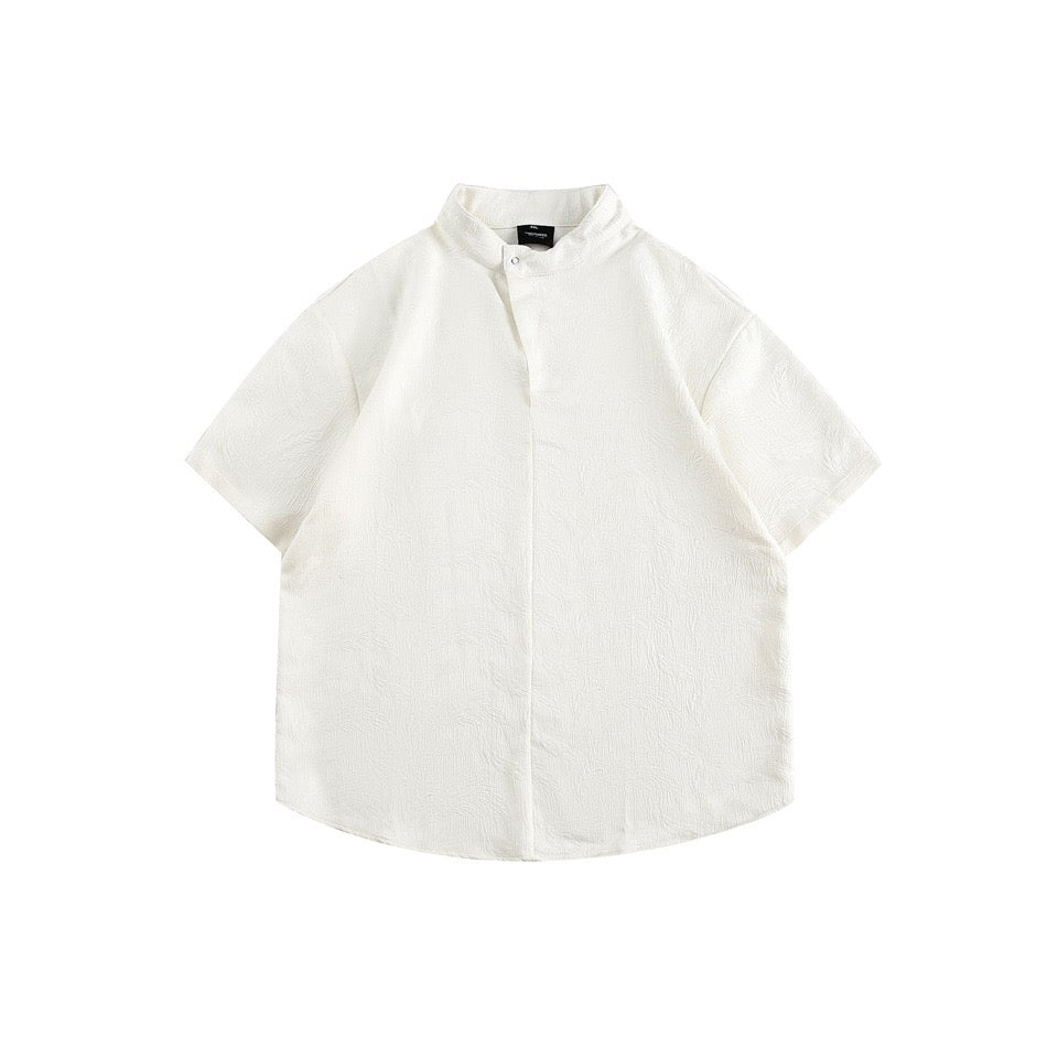 S0228 New Chinese style stand collar embroidered oversize short sleeve shirt