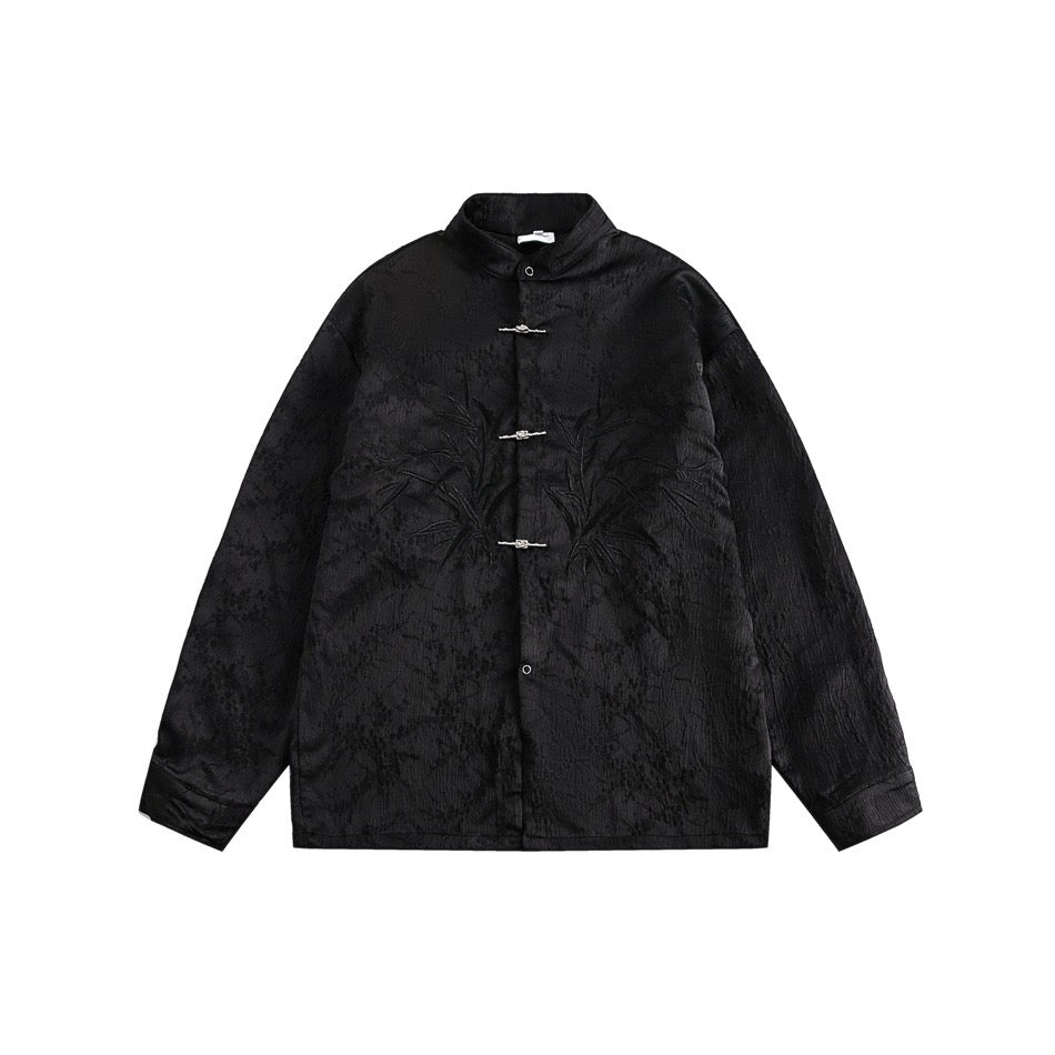 S0232 New Chinese style stand collar loose long sleeve shirt