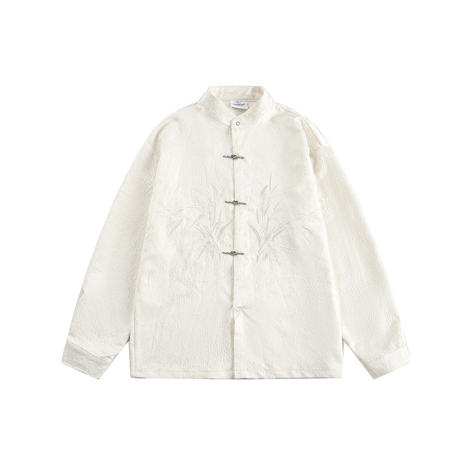 S0232 New Chinese style stand collar loose long sleeve shirt