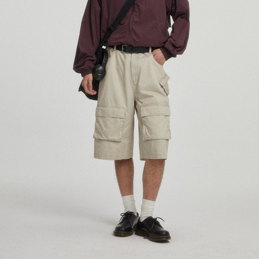 P0158 Japanese style Vintage large pocket cargo shorts