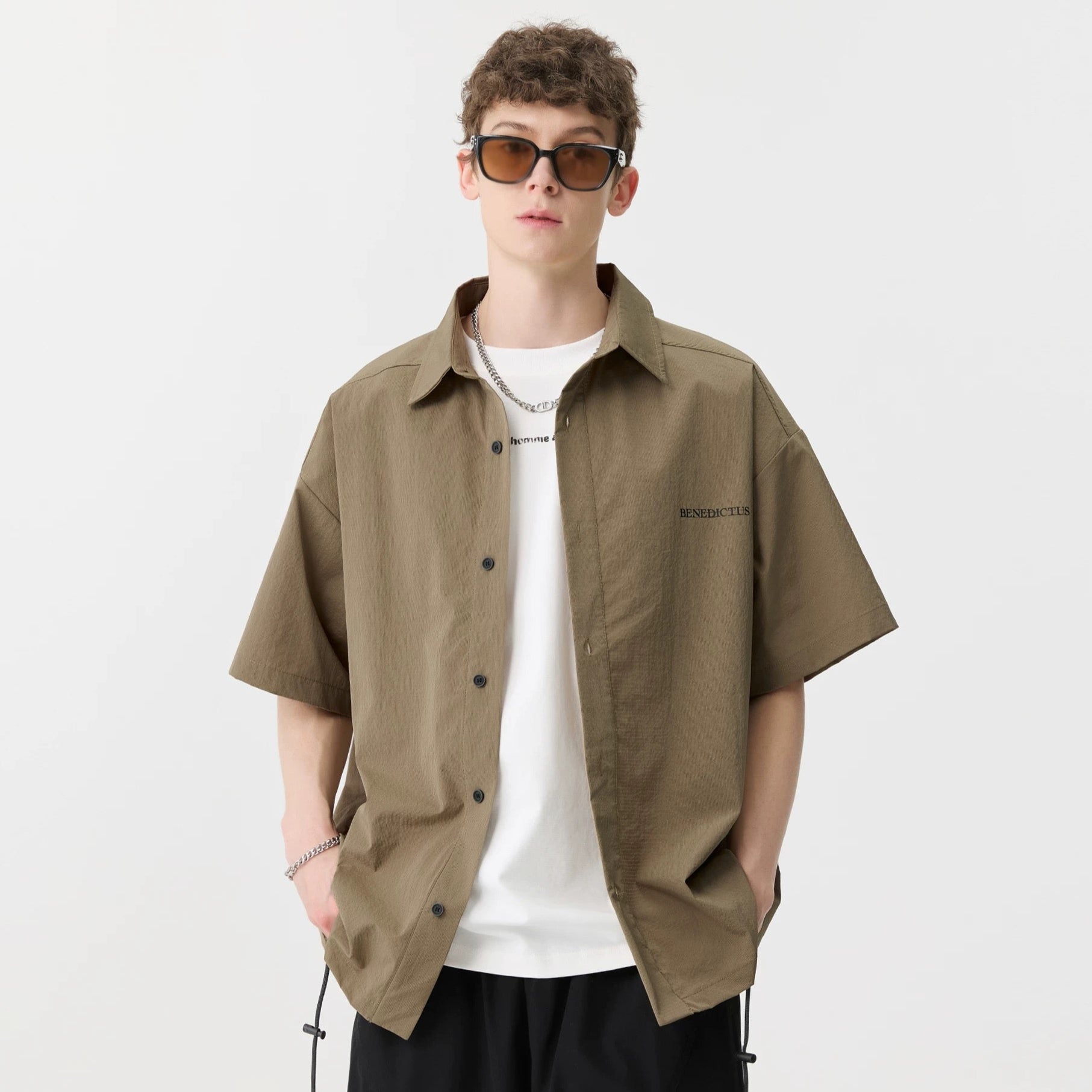 S0320 SANHOMME Japanese retro work shirt loose