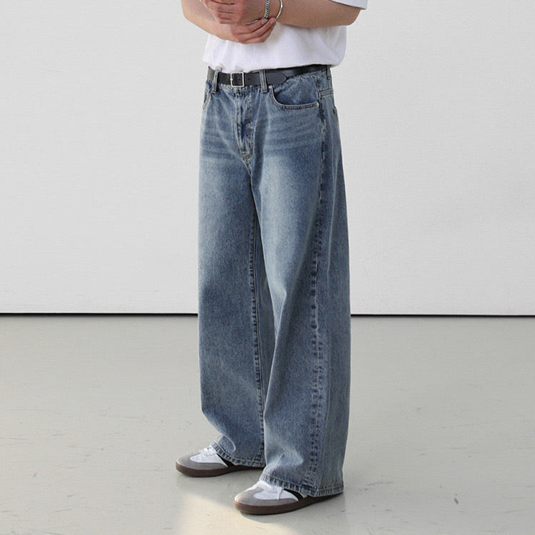 P0117 American Vintage Light Blue Straight Leg Loose Jeans