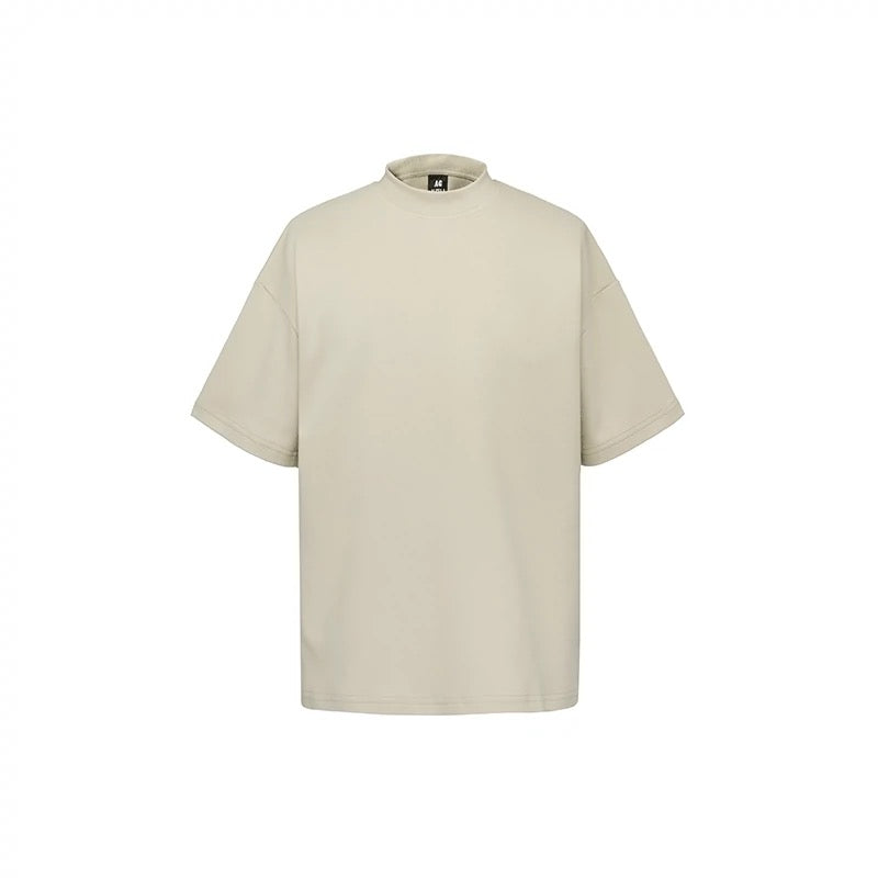 S0245 300G Korean Style Turtleneck Pure Cotton Loose Solid Color T-Shirt