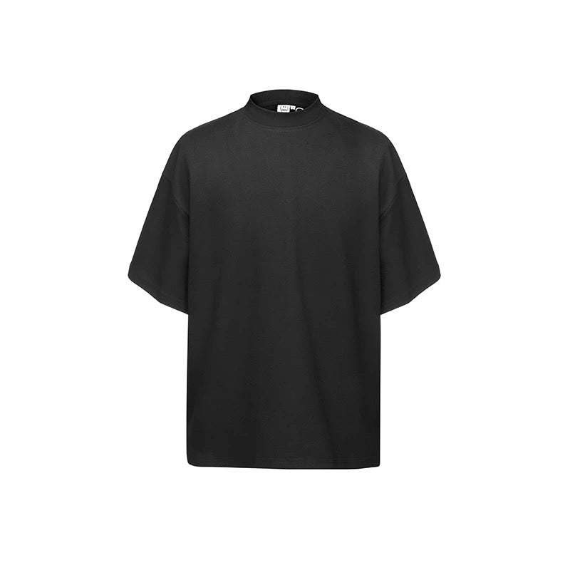 S0245 300G Korean Style Turtleneck Pure Cotton Loose Solid Color T-Shirt