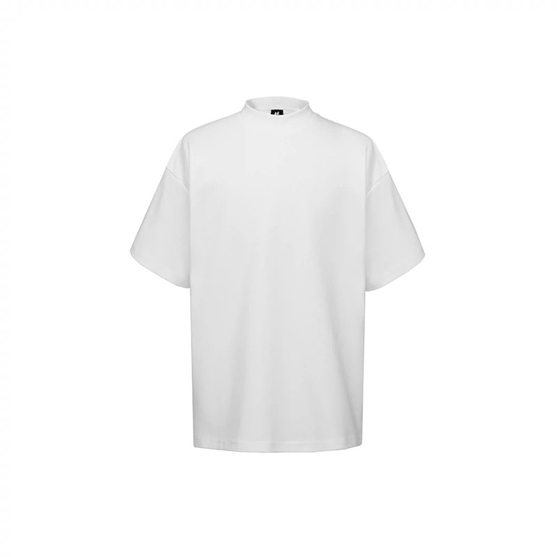 S0245 300G Korean Style Turtleneck Pure Cotton Loose Solid Color T-Shirt