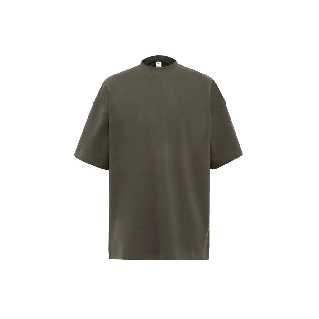 S0245 300G Korean Style Turtleneck Pure Cotton Loose Solid Color T-Shirt