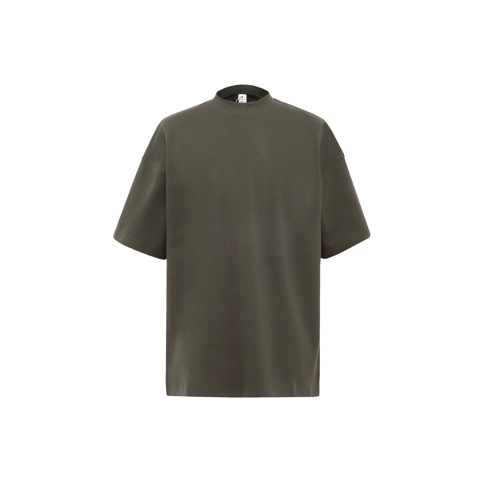 S0245 300G Korean Style Turtleneck Pure Cotton Loose Solid Color T-Shirt