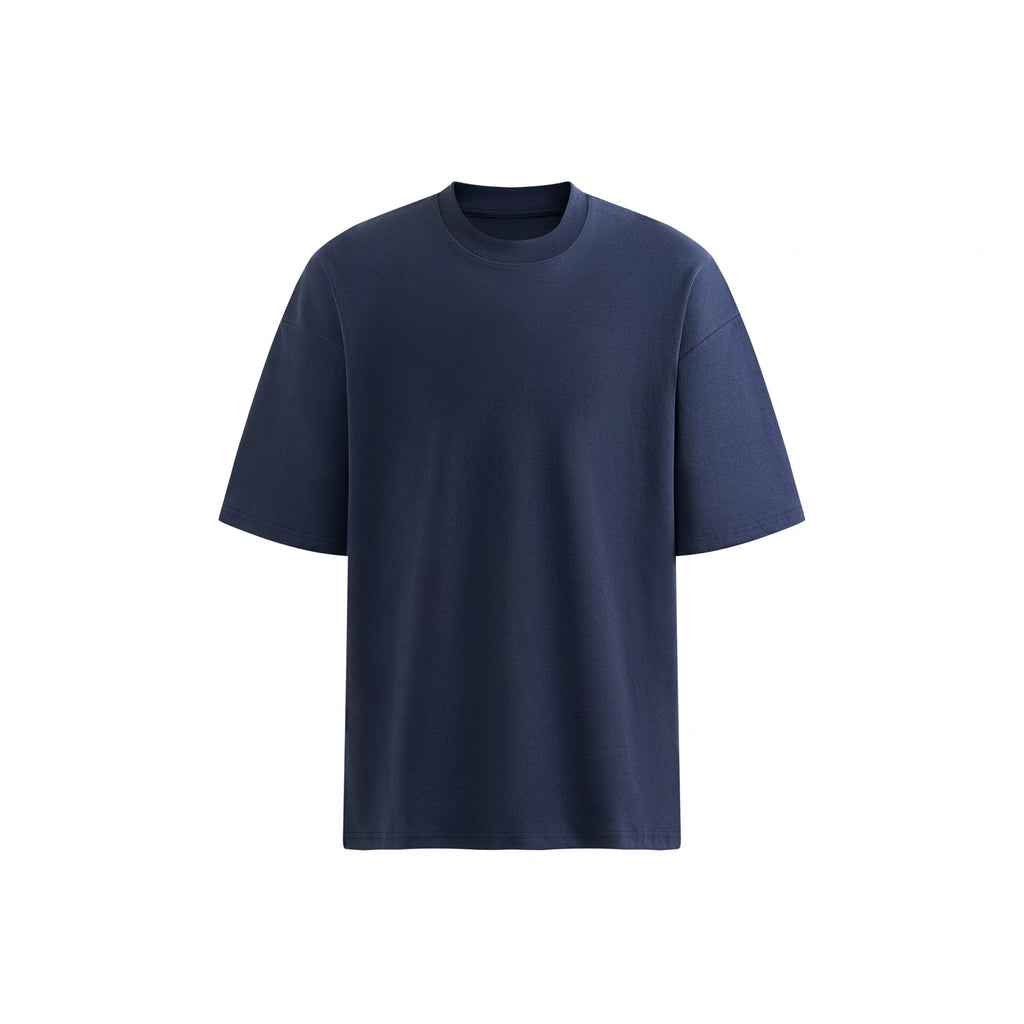 S0245 300G Korean Style Turtleneck Pure Cotton Loose Solid Color T-Shirt