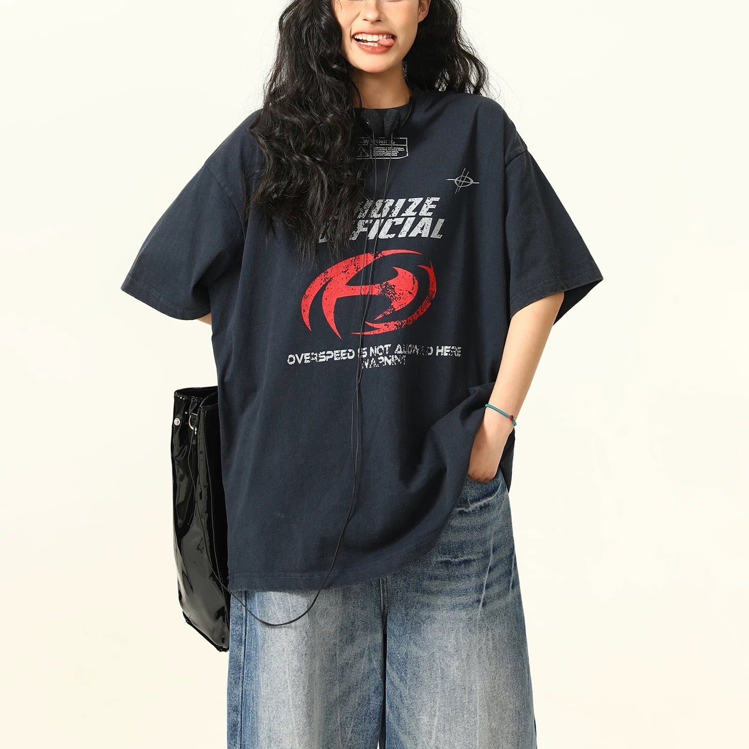 S0247 American retro washed distressed short-sleeved T-shirt