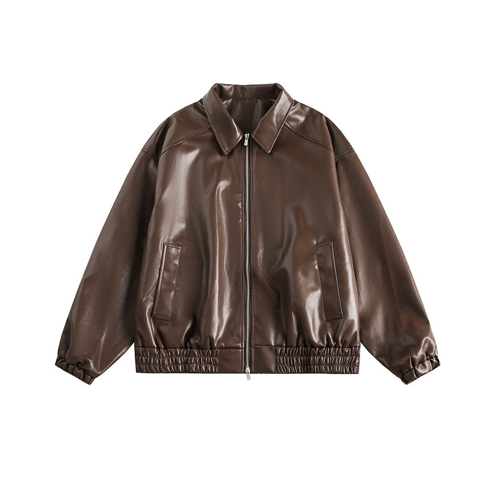 S0250 American retro handsome motorcycle PU leather jacket