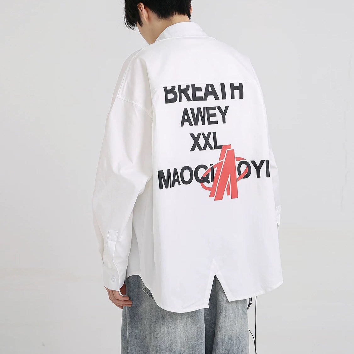S0254 American high-street fashion brand letter printed Long-sleeve shirt