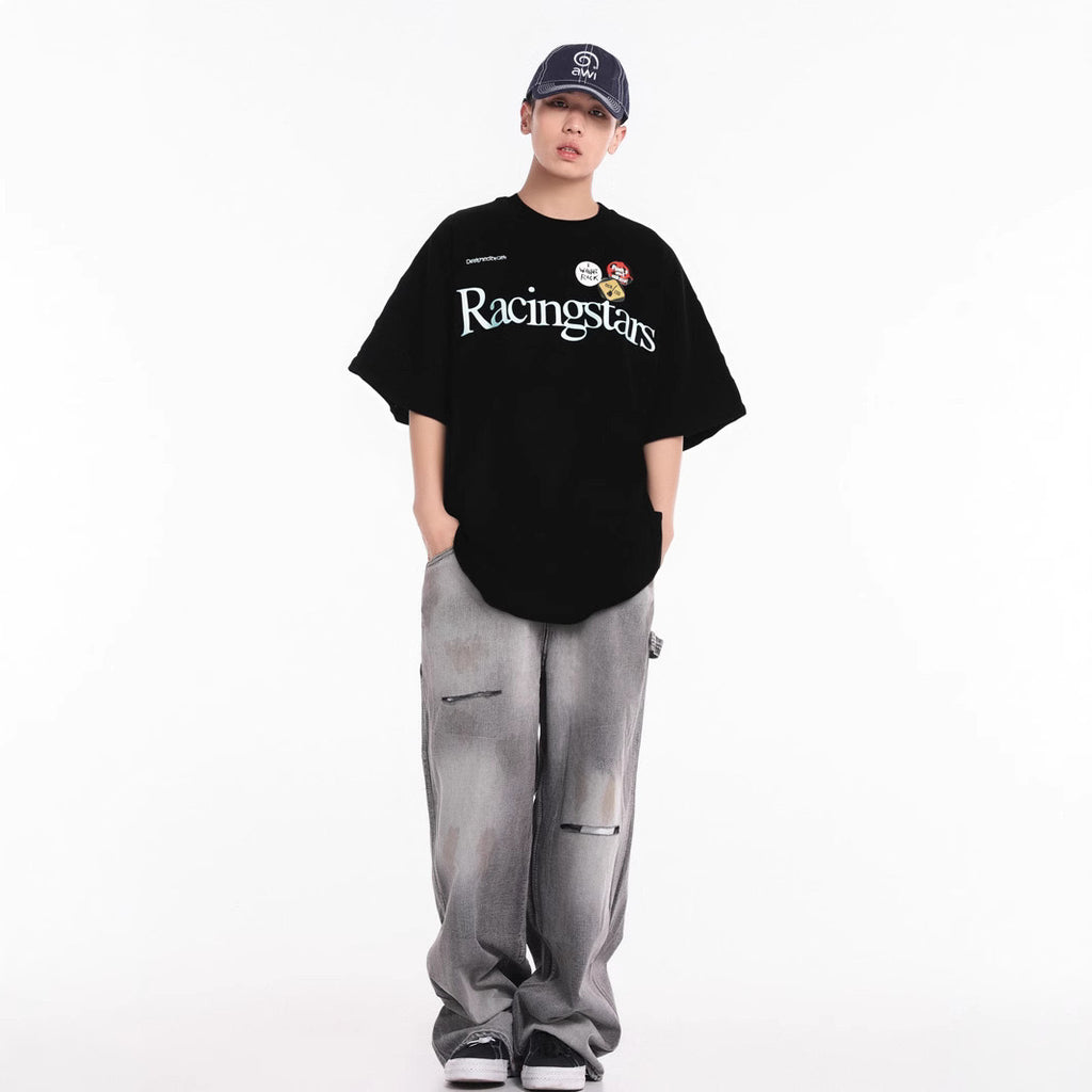 S0255 American 280G heavy retro street simple loose short-sleeved T-shirt
