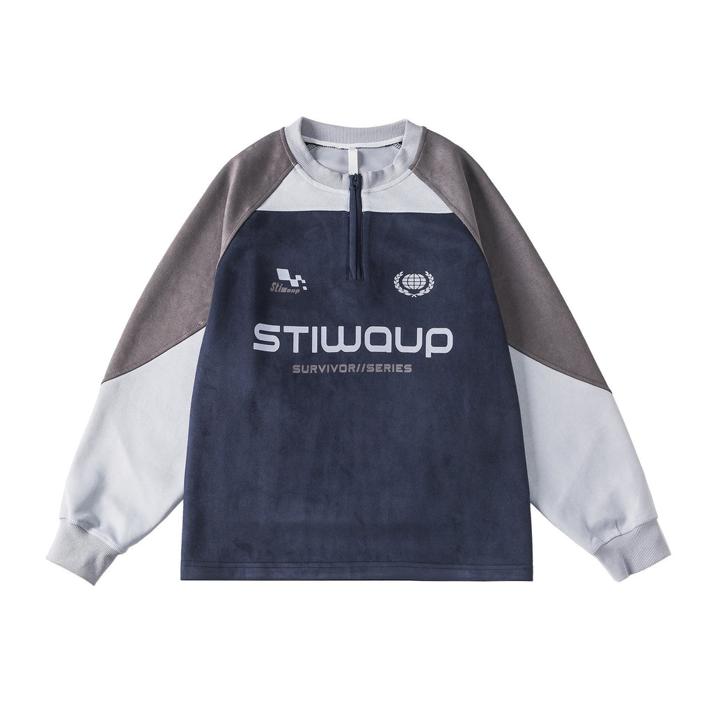 S0258 America retro sports campus style pullover loose round neck sweatshirt