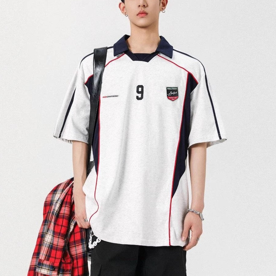 S0261 American Oversized heavy retro design short-sleeved POLO T-shirt